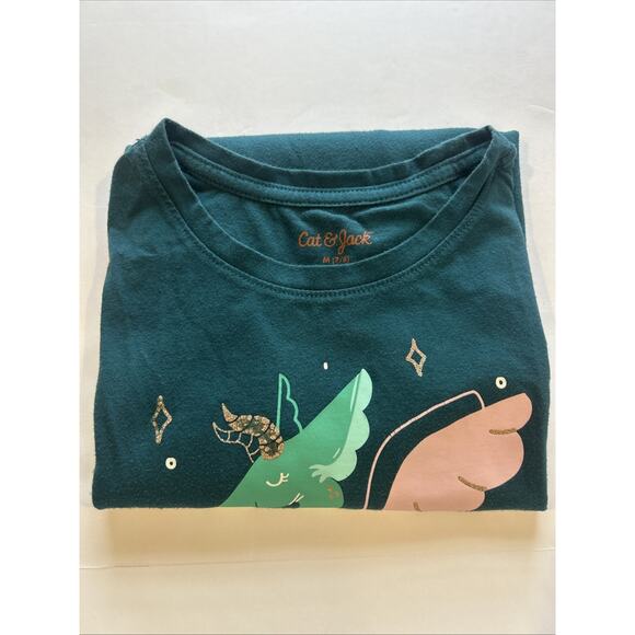 Cat & Jack Kids Green Reading Dragon Shirt Size M (7/8) - Picture 5 of 5